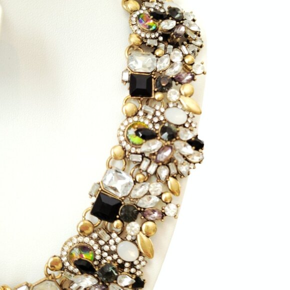 Vintage-Inspired Rhinestone & Cabochon Statement Collar Necklace - Picture 6 of 7